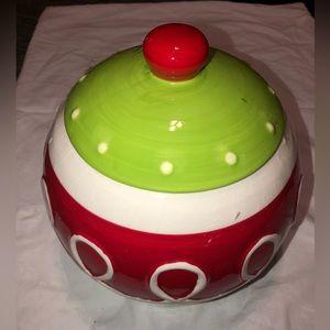 Burton + BURTON Christmas Ornament Cookie Jar with Red Polka Dot Bow